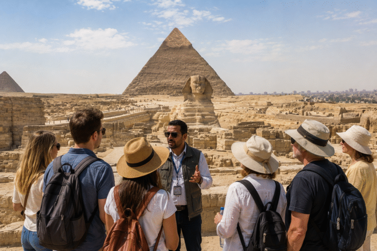 Relaxed sightseeing at Giza Pyramids with guide