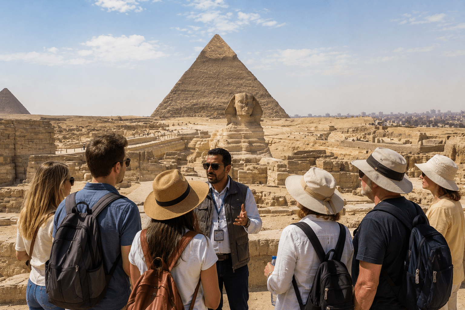 Relaxed sightseeing at Giza Pyramids with guide