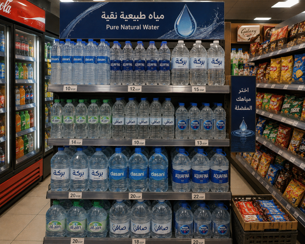 Bottled drinking water available in Egypt.