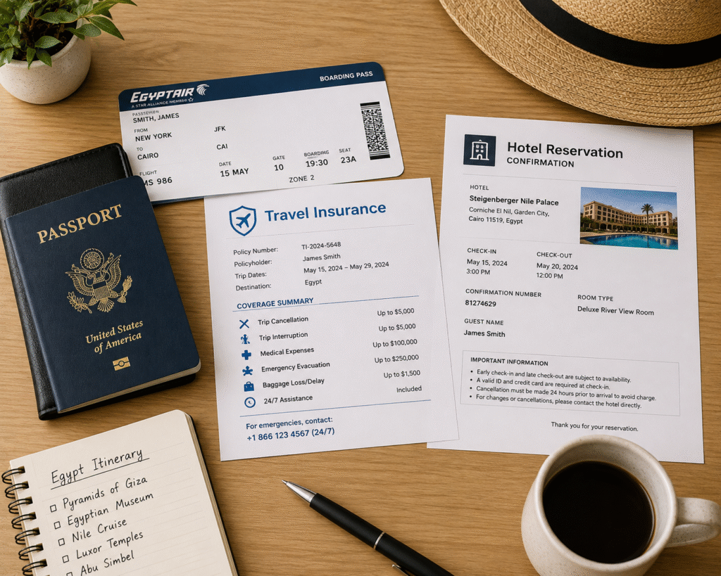 Essential travel documents for Egypt.