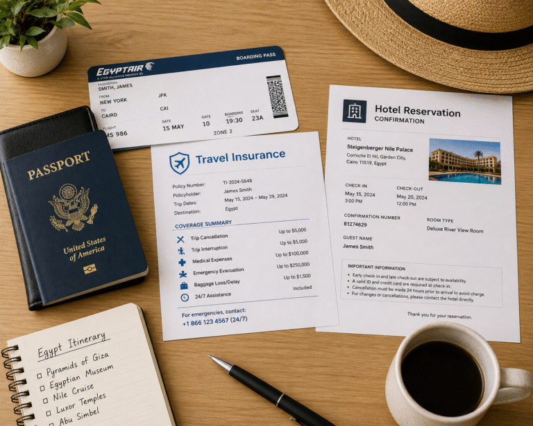 Essential travel documents for Egypt.