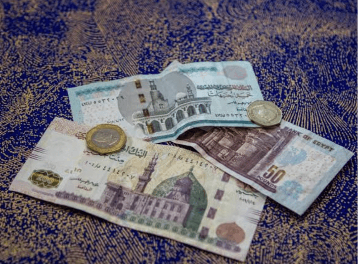 Egyptian pound banknotes used for everyday purchases.