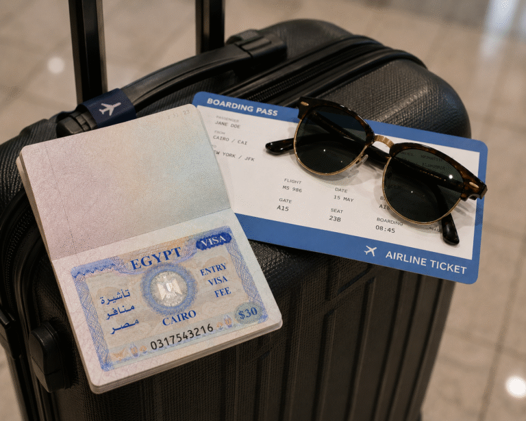Egypt visa with travel essentials